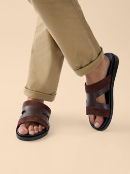 REGAL - Brown Men Smart Casual Suede Combo Sandals