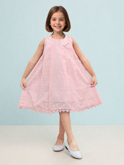 Toonyport - Girls Pink Printed Cotton Dress