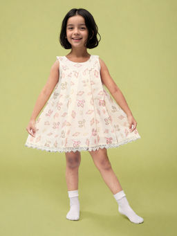 Toonyport - Girls Pink Printed Cotton Dress
