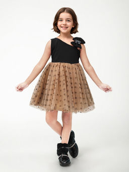 Toonyport - Girls Black Printed Cotton Dress