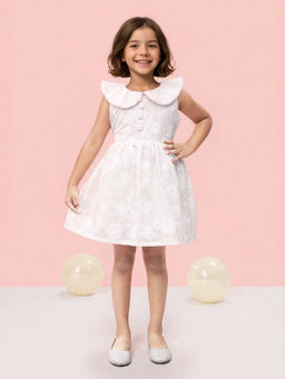 Toonyport - Girls Peach Embroidered Cotton Dress