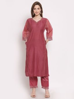 DART STUDIO - Solid Pink Ceri A-line Kurta
