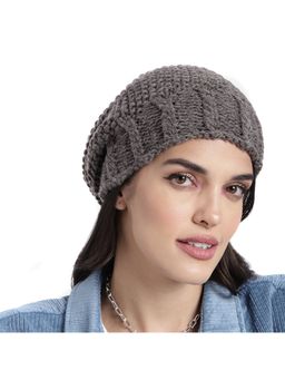 Magic Needles - Women Taupe Solid Beanie