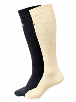 Heelium - Bamboo Compression Socks for Men & Women Beige, Black, Odour Free (Pack of 2)