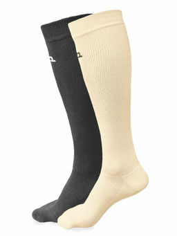 Heelium - Bamboo Compression Socks for Men & Women Beige, Grey, Odour Free (Pack of 2)