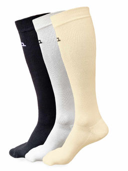 Heelium - Bamboo Compression Socks for Men & Women Beige, Black, Grey, Odour Free (Pack of 3)