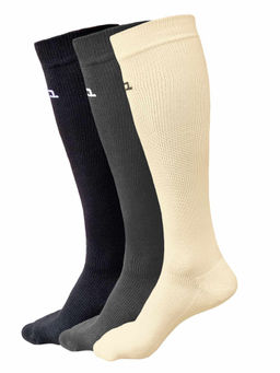 Heelium - Bamboo Compression Socks for Men & Women Beige, Black, White, Odour Free (Pack of 3)