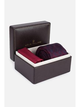 Louis Philippe - Men Maroon Embroidered Tie and Pocket Square (Set of 2)