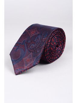 Peter England - Men Maroon Embroidered Tie