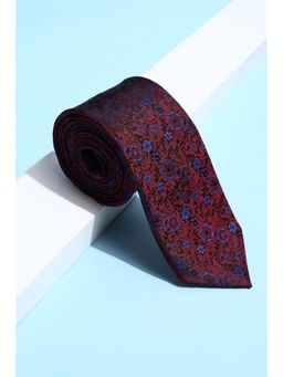 Peter England - Men Maroon Embroidered Tie