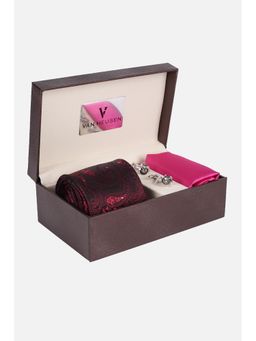 Van Heusen - Men Maroon Tie Pocket Square and Cufflink (Set of 4)