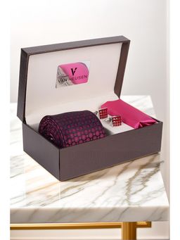 Van Heusen - Men Pink Tie Pocket Square and Cufflink (Set of 4)