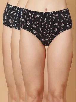 SOIE - Multi-Colour Women High Waist Cotton Hipster (Pack of 3)