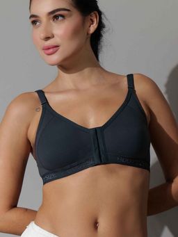 BODYSIZE - Black Front Open Seamless Cotton Bra