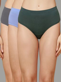 SOIE - Multi-Colour Women High Rise Full Coverage Solid Cotton Stretch Hipster Panty