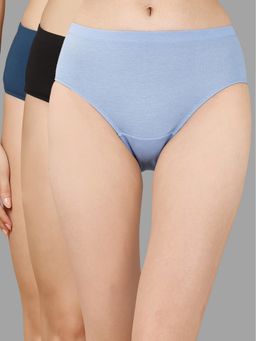SOIE - Multi-Colour Women High Rise Full Coverage Solid Cotton Stretch Hipster Panty (Pack of 3)