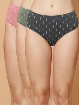 SOIE - Multi-Colour Women High Rise Full Coverage Printed Stretch Cotton Hipster Panty