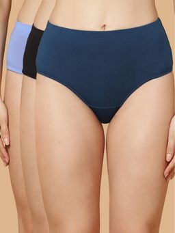 SOIE - Multi-Colour Women High Waist Full Coverage Solid Cotton Hipster (Pack of 3)