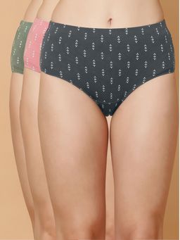 SOIE - Multi-Colour Women High Waist Cotton Hipster (Pack of 3)