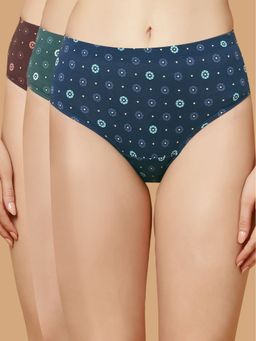 SOIE - Multi-Colour Women High Waist Cotton Hipster (Pack of 3)