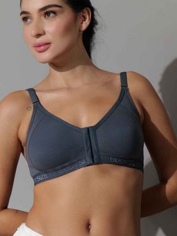 BODYSIZE - Grey Front Open Seamless Cotton Bra