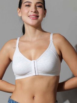 BODYSIZE - White Front Open Seamless Cotton Bra