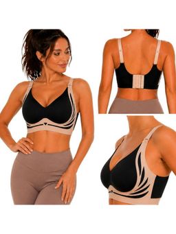 Rheal Curve - Black Seamless Padded Wireless Gym Sports Bra