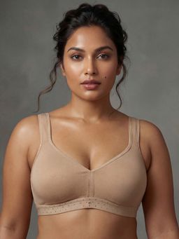 SOIE - Nude Women Non Padded Non Wired Stretch Cotton Full Coverage T-Shirt Bra