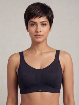 SOIE - Black Women Non Padded Non Wired Full Coverage Cotton Minimizer Bra