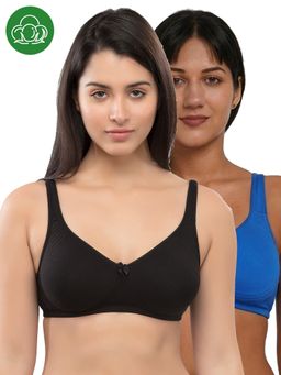 Inner Sense - Multi-Colour Women Bamboo Cotton Non-Wired Non Padded Bra (Pack of 2)