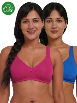 Inner Sense - Multi-Colour Women Bamboo Cotton Non-Wired Non Padded Bra (Pack of 2)