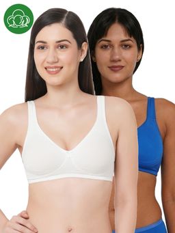 Inner Sense - Multi-Colour Women Bamboo Cotton Non-Wired Non Padded Bra (Pack of 2)