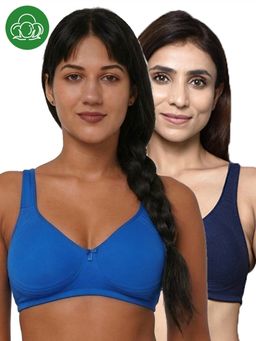 Inner Sense - Multi-Colour Women Bamboo Cotton Non-Wired Non Padded Bra (Pack of 2)