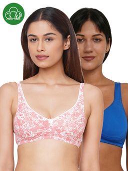 Inner Sense - Multi-Colour Women Bamboo Cotton Non-Wired Non Padded Bra (Pack of 2)