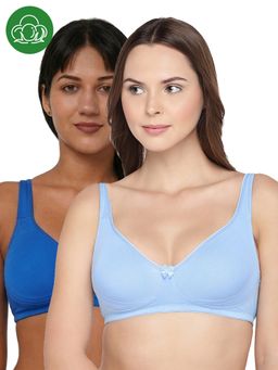 Inner Sense - Multi-Colour Women Bamboo Cotton Non-Wired Non Padded Bra (Pack of 2)
