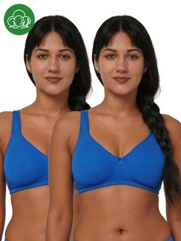 Inner Sense - Blue Women Bamboo Cotton Non-Wired Non Padded Bra (Pack of 2)