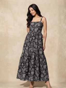 WomanLikeU - Black Floral Printed Dress