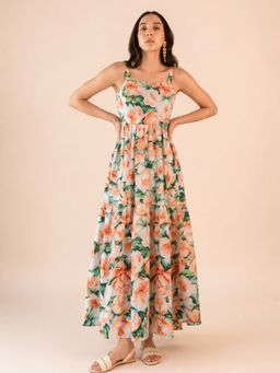 WomanLikeU - Peach Floral Dress