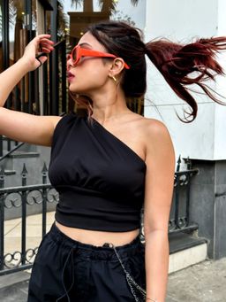 Uptownie - Riya Jain's One Shoulder Top with a Back Cut Out