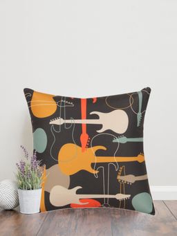Sivya by Home - Black & Yellow Printed Square Cushion Cover 16X16 Inch