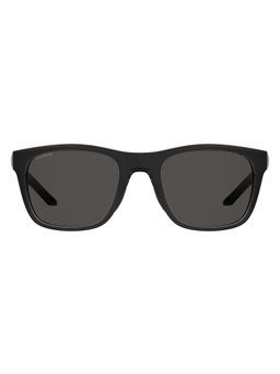 Under Armour - Unisex Grey Polarized Lens Black Sqaure Sunglasses with 100% UV Protection (55)