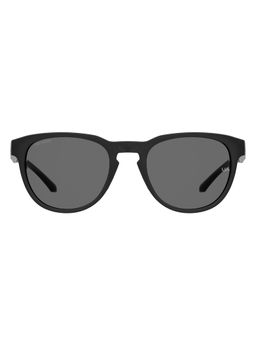 Under Armour - Unisex Grey Polarized Lens Black Round Sunglasses with 100% UV Protection (53)