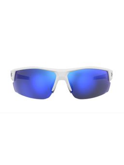 Under Armour - Mens Blue Oleophobic Lens White Rectangular Sunglasses with 100% UV Protection (80)