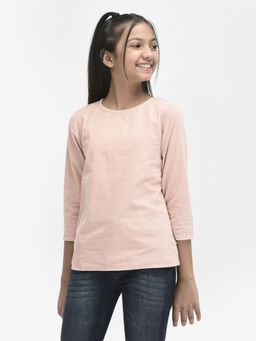 CRIMSOUNE CLUB - Girls Peach Round Neck Top