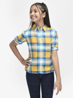 CRIMSOUNE CLUB - Girls Mustard Checked Top