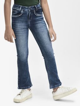 CRIMSOUNE CLUB - Girls Blue Bootcut Jeans