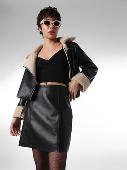 ONLY - Women Solid Flared High-Rise Black Skirt