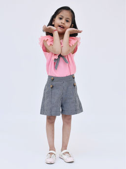 Fayon Kids - Pink Top with Black Checks Shorts (Set of 2)