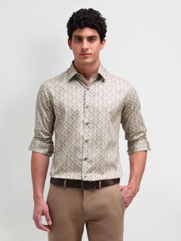 Arrow Newyork - Men Beige Printed Slim Fit Formal Shirt