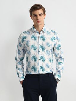 Arrow Newyork - Men White Floral Printed Slim Fit Formal Shirt